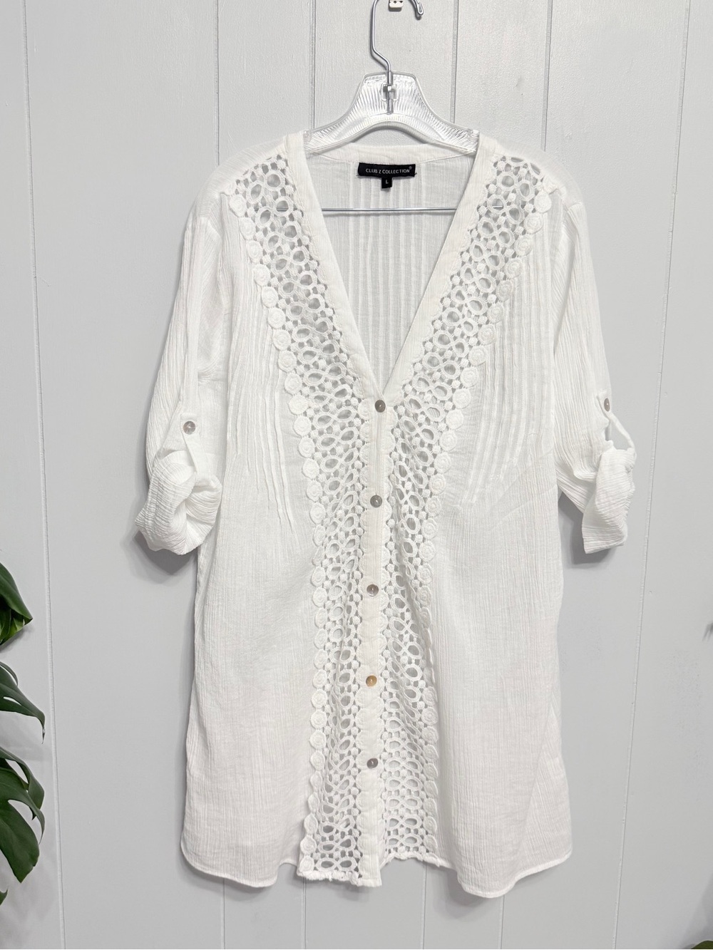 #19) Club Z Collection White Cotton Button Tunic